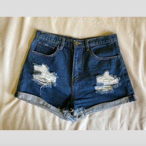 Forever 21 High Waist Cuffed Jean Shorts